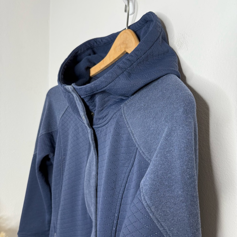 The North Face Caroluna Quilted Hooded Fleece Jacket Coat Blue Size L - Picture 10 of 15